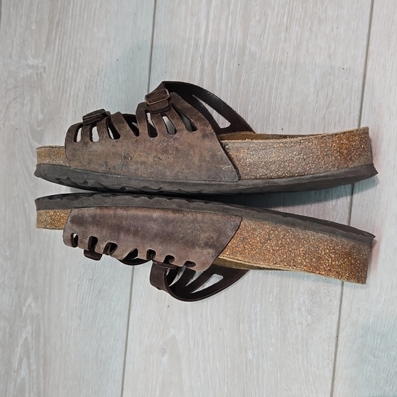 Birkenstock Women Brown Leather Sandals Flats Shoes Sz 39/8 Regular - Picture 10 of 13